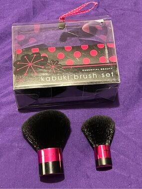 Kabuki Brush Set - Pink & Black Handles